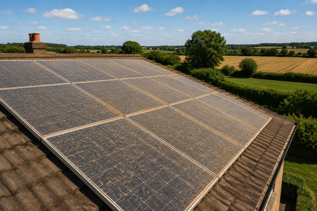pollen agricultural dust on panels